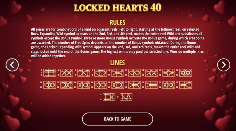 Locked Hearts 40 - リールの勝利ライン